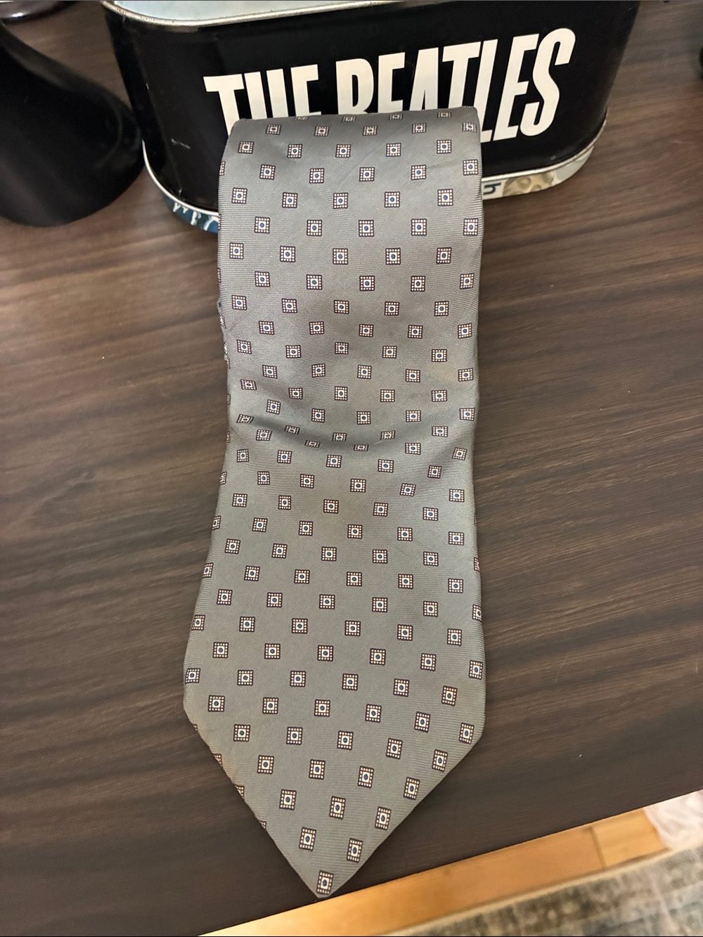 Givenchy Monsieur Vintage 80s Classic Gray Patterned Men's Tie